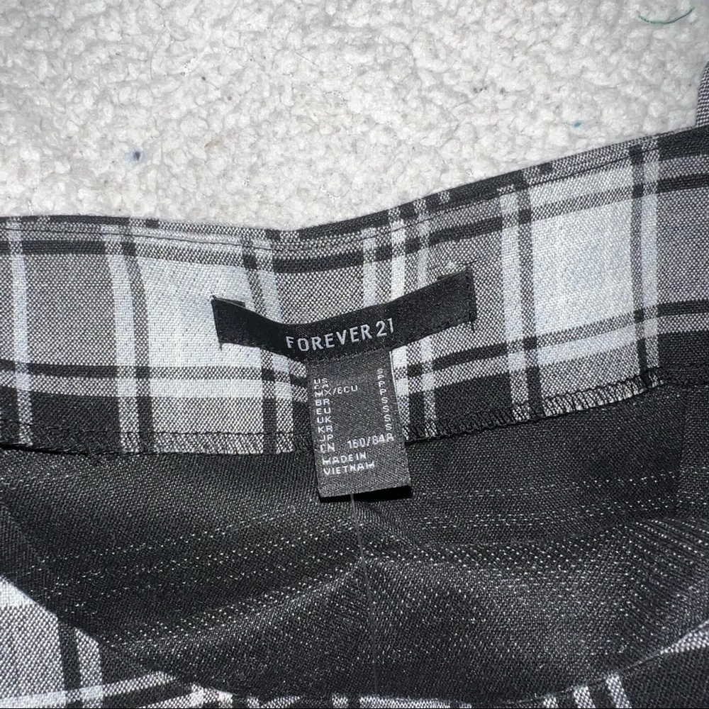 Forever 21 Preppy Twee Style Black White Plaid Bodycon Dress THICK material - Picture 2 of 3